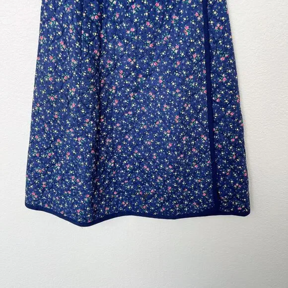 [Vintage] 70s Meadowbank Blue Floral Print Quilted Wrap Skirt A-Line Sz Small S - Picture 5 of 9